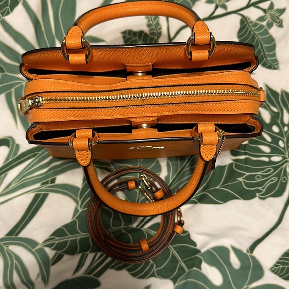 Used Orange Coach Mini Bag w/ Strap and Matching Wallet - Picture 8 of 16